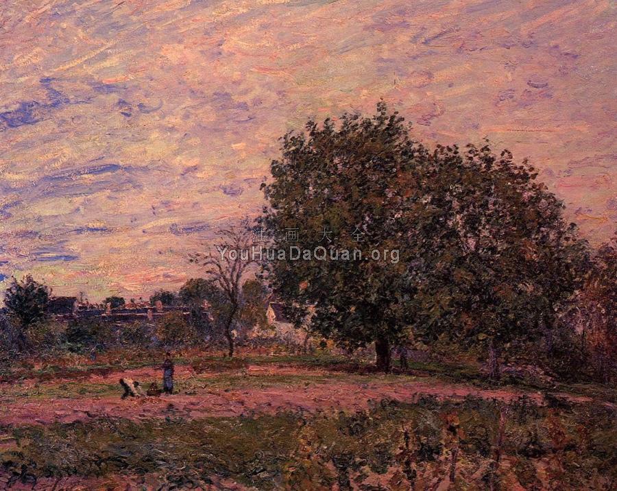 Walnut Trees, Sunset, Early Days of October - 阿尔弗莱德·西斯莱